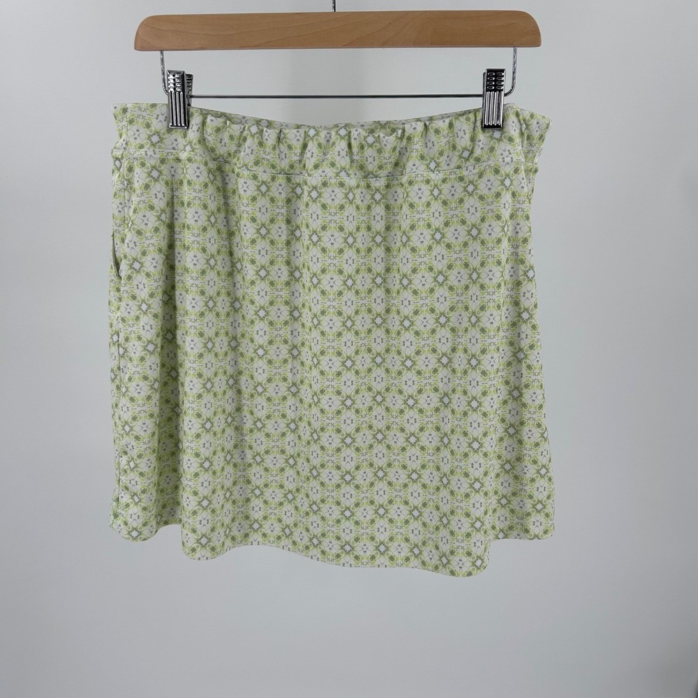 PGA Tour Womens Golf Skort XL Green White Geometric Print Active Skirt Pockets - Picture 3 of 10